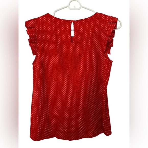 Monteau Red and White Flutter Sleeve Blouse - Picture 2 of 6